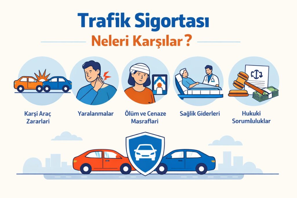Trafik sigortası neleri karşılar? Maddi ve bedeni hasar teminatları rehberi.