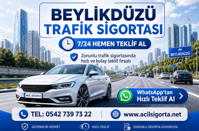 Beylikdüzü trafik sigortası için 7/24 online teklif ve WhatsApp desteği sunan Acil Sigorta internet sitesi